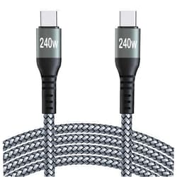 Zusnxaxe 10FT 240W USB C to USB C Super Fast Charging Cable,Nylon Braided Type C to Type C Charge Cable Compatible with iPhone 15,iPad Air 5/4,iPad Mini 6,MacBook Pro/Air,Samsung Galaxy S24/S23,Pixel(Grey)