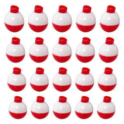 ZZHXSM Fishing Bobber 20PCS Red and White ABS Plastic Snap-on Fishing Floats Bobber Round Buoy Fishing Tackle Accessories