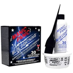 MANIC PANIC Blue Lightning Hair Bleach Kit - 30 Volume Developer + Bleach Powder Hair Lightener Lifts up to Five Levels And Eliminates Orange Tones - Vegan And Cruelty Free