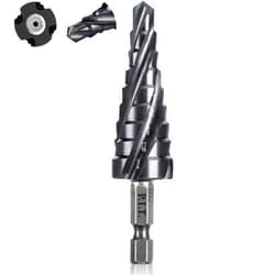P.I.T. Quick Change Step Drill Bit Set 1/4”-3/4”,SAE Standard Industrial Grade Titanium Coated Step Bit, M2 HSS Cobalt Drill bits for Metal, Stainless Steel, Aluminum, Wood, Plastic with 1/4 '' Hex Shank.