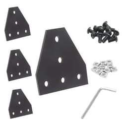 Qjaiune 4Pcs 2020 T Shape Joint Plates, T Slot Aluminum Extrusion Plate with T Nuts, Outside Corner Bracket Joint Board Connection for 2020 Series Aluminum Extrusion Profile with Slot 6mm (Black)