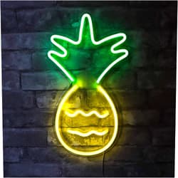 Isaac Jacobs 17” x 10” inch LED Neon ‘Yellow & Green Pineapple’ Wall Sign for Cool Light, Wall Art, Bedroom Decorations, Home Accessories, Party, and Holiday Décor: Powered by USB Wire (PINEAPPLE)