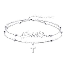 AOVEAO faith Bracelet,S925 Sterling Silver Faith Cross Double Layer Bracelets Christian Jewelry for Women