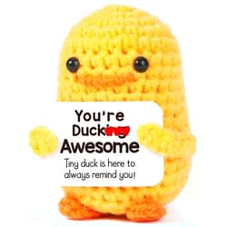 MBL Inspirational Positive Crochet Duck - Handmade Knitting Emotional Duck for Cheer Up Support Birthday Christmas White Elephant Stocking Stuffer Gifts, You're Duck Awesome, Funny Pickle Potato Duck