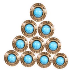 ZORZA 10Pcs Vintage Turnbuckle Buttons Fashion DIY Buttons Pack Turquoise Buttons Jeans Rivet & Suitcase Buttons for Artistic Decoration and Chic Crafts