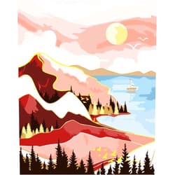 Yunnuo Paint by Numbers Kit for Adults Beginner, Abstract Landscape Adults' Paint-by-Number Kits, DIY Lake Scenery Oil Painting Acrylic Paints for Home Wall Art Decor(Mountain &Tree, 16 x 20 in)