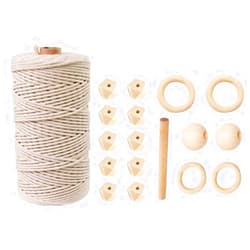 Horypt Macrame Cord DIY Macrame Kits Natural Cotton Macrame Rope Wall Hanging Kit Twisted Macrame Cotton Cord for Wall Hanging, Plant Hangers, Crafts, Gift Wrapping and Wedding Decorations Type a Macrame Cord