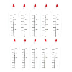 Luckkyme 10 Pack 8 oz(250ml) Condiment Squeeze Bottles With Scales Writer Bottles and Red Tip Cap For Ketchup, Sauces, Syrup, Dressings, Arts & Crafts