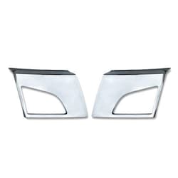 KOZAK Bumper Corners Chrome Trim w/Fog Light Holes Set (Driver Left & Passenger Right Side) Сompatible with Volvo VNL 2018+ Includes Keychain and Reflective Vest