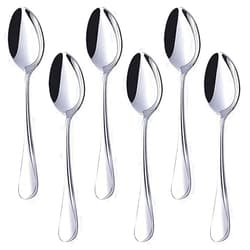 HANSGO Teaspoons Stainless Steel, 6 Piece Dinner Spoons Set 6.7 inches Dessert Spoons Use for Home, Kitchen or Restaurant