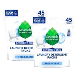 Seventh Generation Laundry Detergent Packs, Free & Clear, 90 Loads (2 pouches, 45 Ct EA)