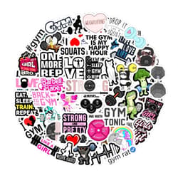 BulbaCraft 100Pcs Gym, Workout and Weightlifting Stickers for Water Bottle & Laptop - Workout Gifts for Women, Mom - Waterproof Vinyl Decals, Fitness Stickers, Gifts for Women & Men