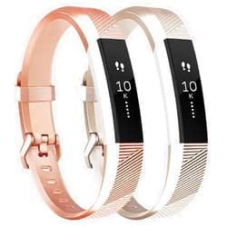 Tobfit Waterproof Sport Bands Compatible with Fit bit Alta/Alta HR/Ace, Soft TPU Replacement WristBands, Small, Champagne Gold/Rose Gold