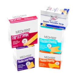MFASCO Medifirst Bandage Assortment - Variety Pack of Adhesive Bandages, Including Knuckle & Finger - Refill Pack for Workplace First Aid Kits - Fabric Bandages - Ideal for refilling Industrial Kits