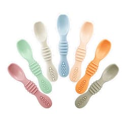 PandaEar 7 Pack Baby Led Weaning Spoons| Silicone Baby Spoons Self Feeding Utensils, Toddler Infant Feeding Spoon First Stage
