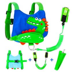 Lehoo Castle Toddlers Leash for Walking + Key Lock Design Anti Lost Wrist Link, 3 in 1 Baby Leash Kids Wrist Link for Toddlers, Safety Harness Belt Strap Wristband (Dinosaur Boys Leash)