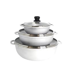 IMUSA 1.5/3.5/7.0qt Cast aluminum Caldero 3pc Set with Glass Lid - 18/24/30cm