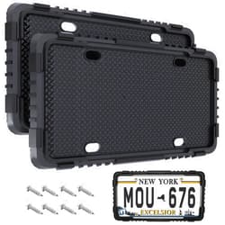 Crossarctic Black Silicone License Plate Frames, 2 Pack License Plate Holder Bracket Without Obstruction, Universal License Plate Cover | Rust-Proof, Anti-Rattle, Weather-Proof for US Car