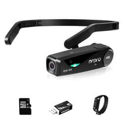 ORDRO EP6 Plus 4K Video Camcorder Wearable Vlog Camera, Vlog Video Camera UHD 1080P 60FPS Hands-Free Head Mounted Camera with EIS 6.0 Anti-Shake, 32G Micro Memory Card, Smart Remote