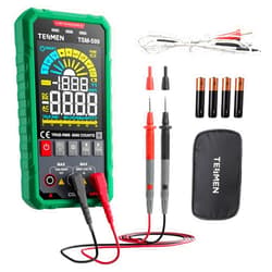 TESMEN TSM-599 Smart Digital Multimeter, TRMS 6000 Counts, Voltage Tester, Volt Meter with NCV, DC/AC Voltage&Current, Resistance, Continuity, Diode, Capacitance, Hz%, Temperature, Live Wire - Green