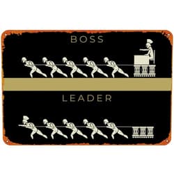KIVYYB Boss vs Leader Self-Improvement Posters Tin Signs Retro Metal Movie Tins for Bar Pub Home Cafes Wall Decor, 8X12 Inch (20X30 CM)