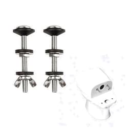 KESHEYOUXUAN 2PCS Universal Toilet seat Bolts Replacement kit- Heavy Duty 304 Stainless Steel with Leak-Proof Rubber Gaskets, Extra Long Nuts for Secure Fastening (M8 Size, Silver)