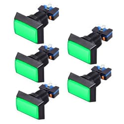 uxcell Game Push Button 49x33 Rectangle12V LED Illuminated Push Button Switch with Micro Switch for Arcade Video Games Green 5pcs