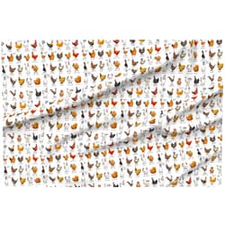 Spoonflower Fabric - Chickens World Chicken Illustration Cute Rooster Modern Farmhouse Farm Printed on Petal Signature Cotton Fabric by The Yard - Sewing Quilting Apparel Crafts Decor