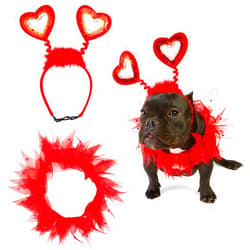 Zodaca Valentines Dog Clothes, Heart Headband and Collar Costume for Med to Large Dogs (2 Pieces)