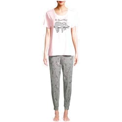 Secret Treasures All About Naps Sloth Pink Jogger Pajama Sleep Set - Large