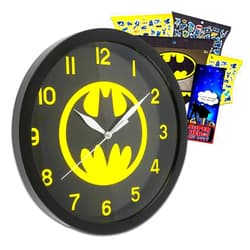 FIAHNG Detective Store DC Comics Batman Wall Clock - Batman Room Decor Bundle with 9.75 inches Wall Clock Plus Batman Stickers and More for Kids and Adults (Batman Gifts)