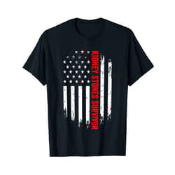 USA Patriotic Kidney Stones Pride Kidney Stones Survivor American Flag Recovery Get Well Gift T-Shirt