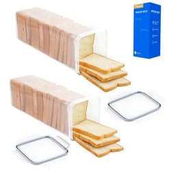 Tiawudi 2 Pack Bread Box, Plastic Bread Container, Bread Storage for Kitchen Counter, Bread Keeper with Airtight Lid, Tall Bread Saver, Sandwich Bread Holder, 5.6 Qt / 5.3L Each