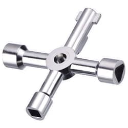 WILLBOND Meter Box Key Hose Key Spigot Key Gas Key 4 Way Multi Functional Utilities Key for Electric Cupboard Cabinet Opening Key(Silver)