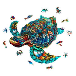 Aeekdook Wooden Puzzles for Adults, Turtle Puzzle, Unique Animal Shape Puzzles, Wooden Jigsaw Puzzles for Adults, Thanksgiving for Family Friend (S-9.4 * 8in - 100psc)