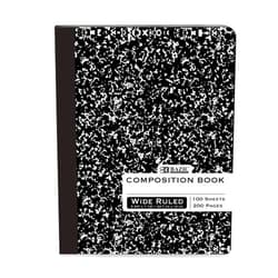 BAZIC Products BAZIC Composition Book Wide Ruled 100 Sheet Black Marble Notebook, Writing Journal Comp Lined Notebooks for Office School, 1-Pack