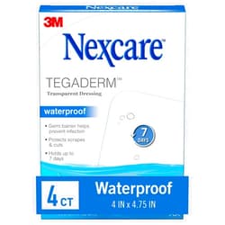 Nexcare Tegaderm Waterproof Transparent Dressing, Dirtproof, Germproof, Provides Protection To Minor Burns, Scrapes, Cuts, Blisters And Abrasions, 4 x 4.75 in, 4 Count