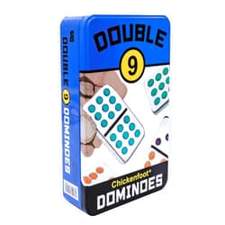Front Porch Classics, Double 9 Colored Dot Dominoes Travel Tin Set, 2 to 8 Players Ages 8 to 99