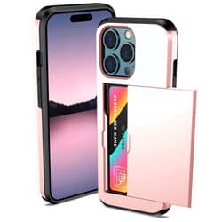 ATRAING Compatible for iPhone 14 Pro Max Wallet Case with Credit Card Holders Slots Dual Layer Shockproof Hard PC Soft TPU Slide Flip Protective Case for 14 Pro Max 6.7 Inch (2022) Rose Gold