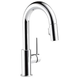 Delta Faucet Trinsic Chrome Bar Faucet with Pull Down Sprayer, Chrome Bar Sink Faucet Single Hole, Wet Bar Faucets Single Hole, Prep Sink Faucet, Faucet for Bar Sink, Chrome 9959-LS-DST