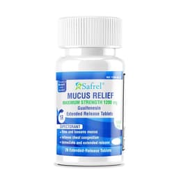 Safrel Mucus Relief Guaifenesin 1200mg | 12 Hr Support (28 Count) Extended-Release Tablets | Thins and Loosens Mucus, Relieves Nasal & Chest Congestion | Cough, Cold, Flu Relief | Mucinex Generic