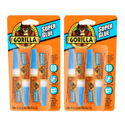 Gorilla Super Glue, Clear Glue, Four 3 Gram Tubes (Pack of 2) - All Purpose and Fast Setting for Projects and Repairs