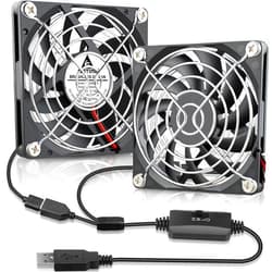 GDSTIME Dual 80mm x 10mm USB Fan with 3 Speeds Control, 5V Powered L/M/H Adjustable Ultra Thin Computer Case Cooling Fans