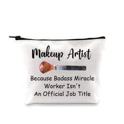 JXGZSO Makeup Artist Gift Because Badass Miracle Worker Isn't An Official Job Title Beautician Makeup Bag Gift For Esthetician Cosmetologist