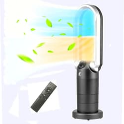 Ocean Loong OceanLoong 1500W Bladeless Tower Fan & Space Heater Combo for Home with Remote Control Timer Oscillation Tip-Over Switch and Adjustable Thermostat - 29” AB01H (Gray)