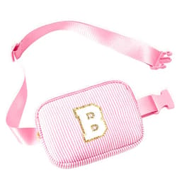 YOOLIFE Bridesmaid Gifts - Initial Belt Bag Bridesmaid Proposal Gift Wedding Day, Bridal Shower Gifts, Maid of Honor Gifts, Bachelorette Party Decorations Favors, Pink Initial Crossbody Bag Belt Bag B