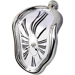 OHmaker Melting Clock Dali Melted Clock Gift Decor Art Inspired Wall Clock Twisted Shelf Hanging Surrealist for Decorative Shop Office Home Desk Roman Silve…