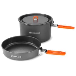 Odoland Camping Cookware Mess Kit, Non-Stick Lightweight Camping Pot and Fry Pan Set with Mesh Bag for Backpacking, Outdoor Cooking and Picnic