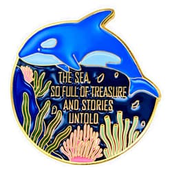 Leraverppy Enamel Pin,The Sea So Full of Treasure And Stories Untold Lapel Pin,Blue Whale In The Ocean Scene Badge,Gift For Students Teens Family,Denim Jacket,Canvas Bag,Backpack Accessory,DIY Decor