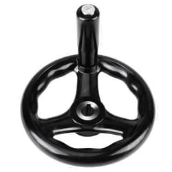 Nurnesy Hand Wheel 12 * 125mm Black Round 3 Spoke Hand Wheel for Lathe Milling Machine